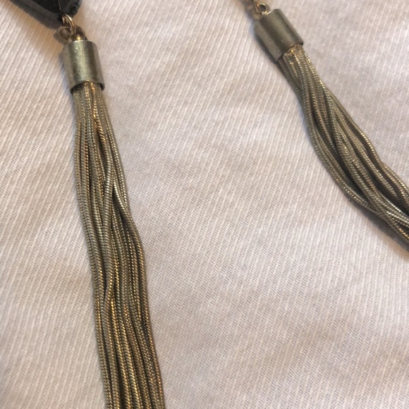 EARRINGS FLAPPER w/silver chain tassels VINTAGE - Picture 3 of 4